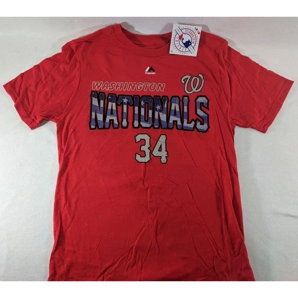 Majestic‎ Youth Large 14 Washington Nationals Nats MLB T‑Shirt Tee Shirt NEW - Picture 2 of 4
